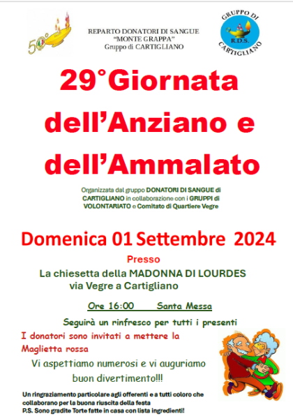 29^ GIORNATA DELL'ANZIANO E DELL'AMMALATO